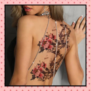 Tatouage éphémère femme, tatouage temporaire, faux tattoo, motif pivoines papillons