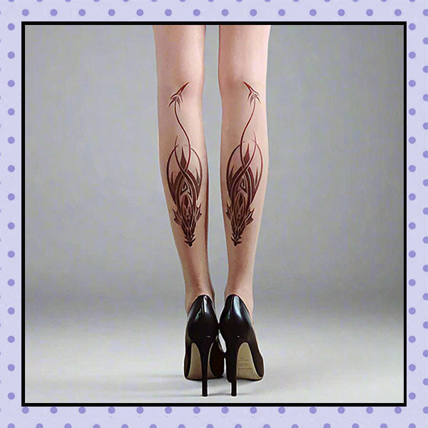 Collant effet tatouage tattoo tights motif dragon tribal