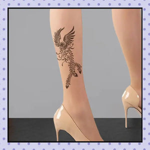 Collant effet tatouage tattoo tights motif phénix phoenix