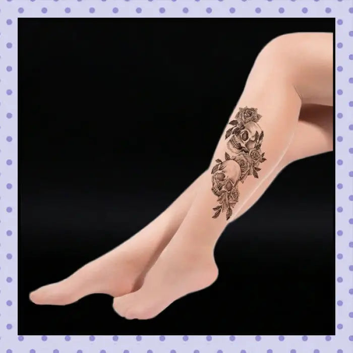 Collant effet tatouage tattoo tights motif tête de mort skull