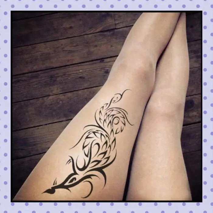 Collant effet tatouage tattoo tights motif phénix phoenix tribal 