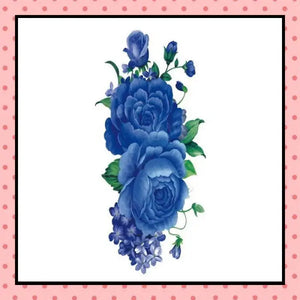 Tatouage éphémère femme, tatouage temporaire, faux tattoo, motif rose old school bleue