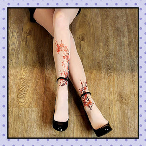 Collant tatouage tattoo tights motif fleurs de cerisier