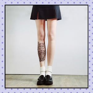 Collant effet tatouage tattoo tights motif hibou chouette oiseau owl