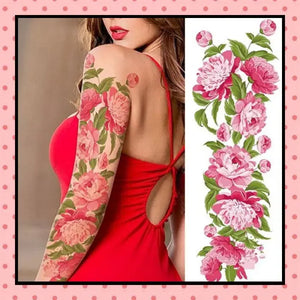 Tatouage éphémère femme, tatouage temporaire, faux tattoo, motif pivoines