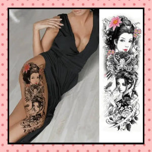 Tatouage éphémère femme, tatouage temporaire, faux tattoo, motif geisha